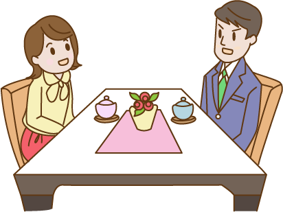 男女テーブル挟んで　お見合い